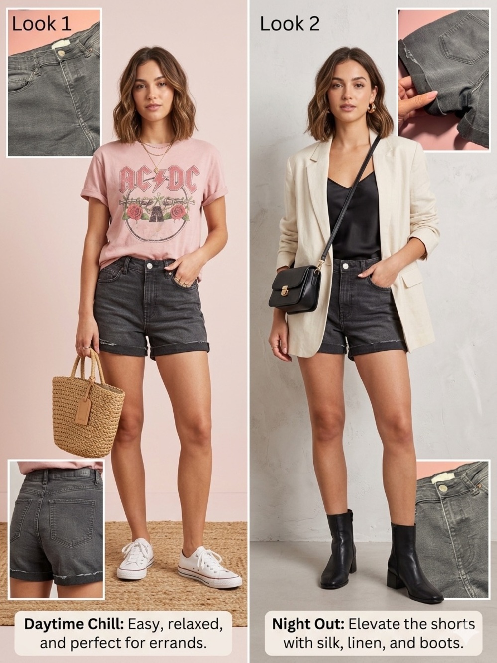 H&M Washed Black High-Rise Jean Shorts